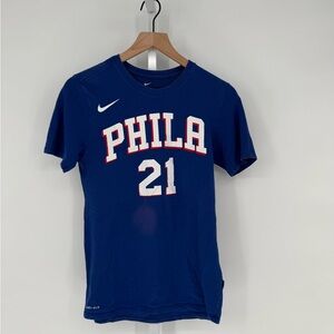 Nike Drip-Fit Philadelphia 76ers Blue #21 Embiid NBA Shirt Size S